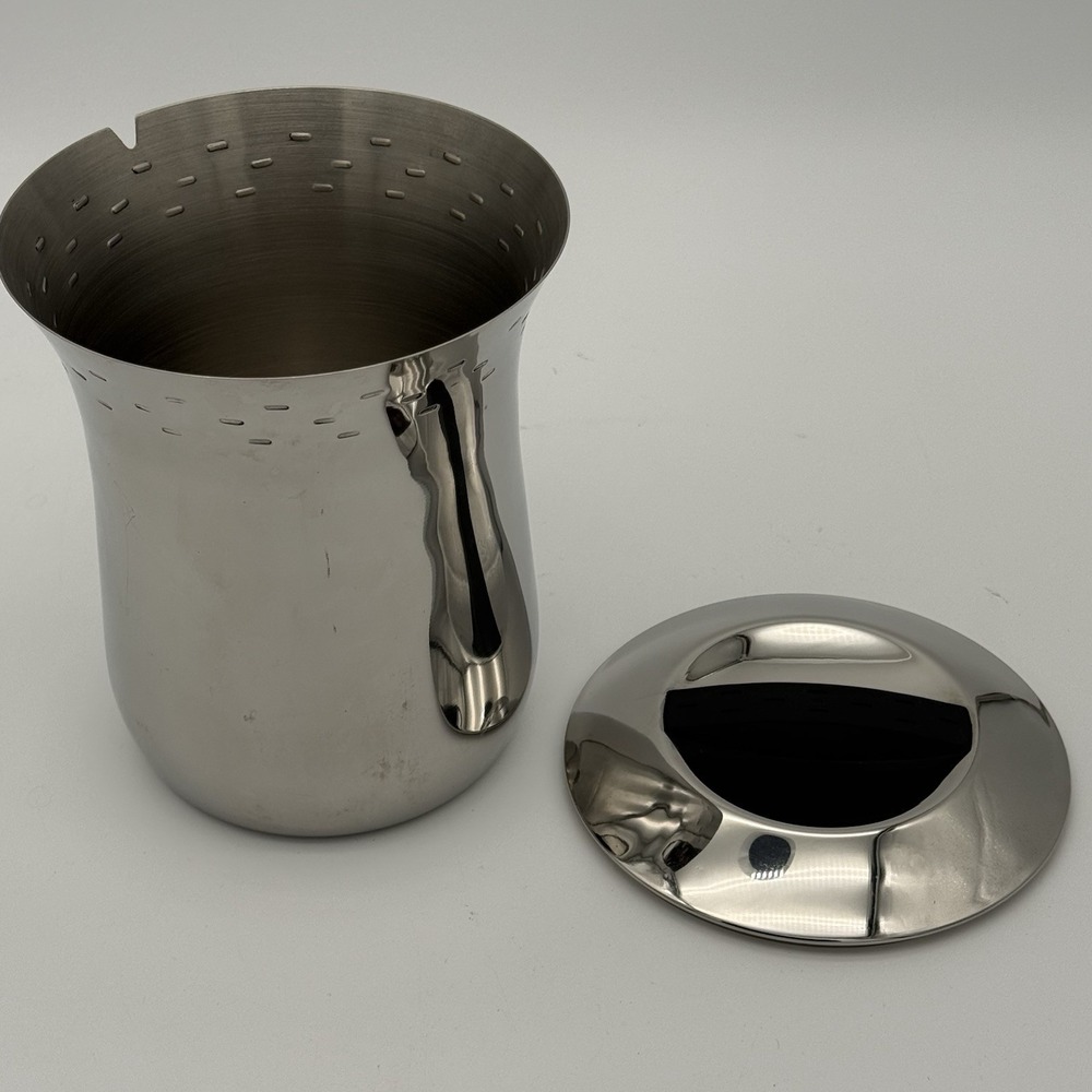 Vintage Copco Stainless Steel Ice Bucket w/ Domed Lid MCM Barware 6.75" Tall